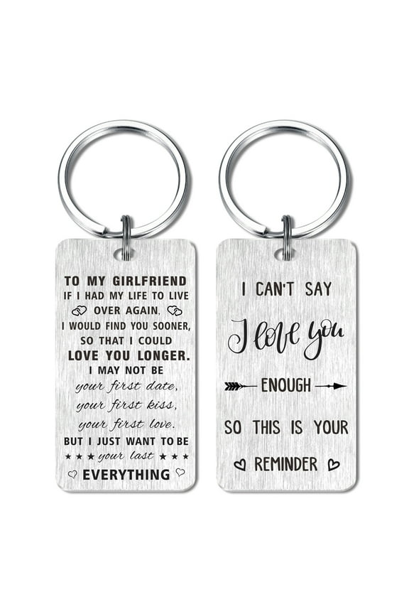 Girlfriend Gifts for Birthday Christmas Valentines, Girlfriend Keychain Made of Stainless Steel