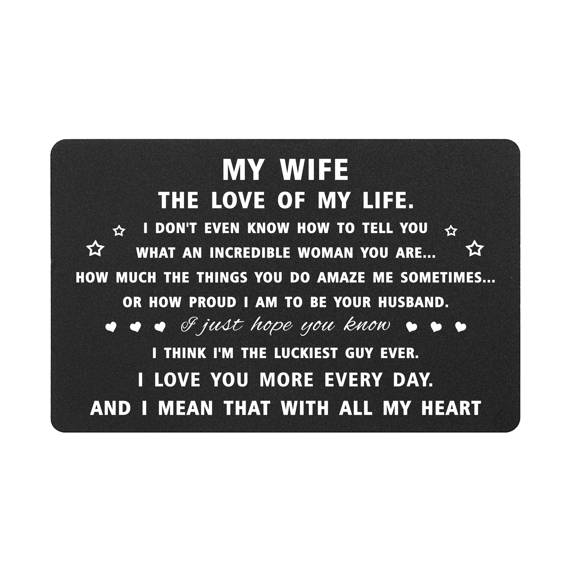 Yobent Mother's Day Card Gifts for Wife from Husband, Wife Gift Ideas, I Love You More My Wife, Wife Wallet Card Unique for Birthday Christmas Valentines