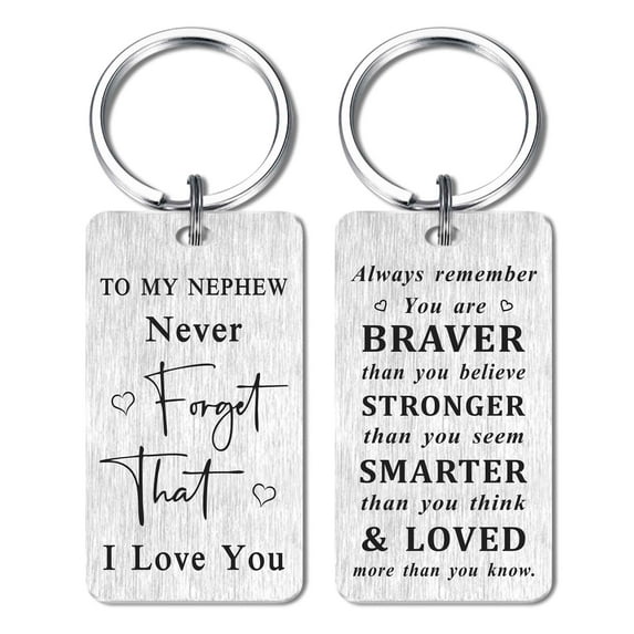 Yobent Nephew Gifts for Christmas Birthday Valentines, Nephew Keychain Made of Stainless Steel