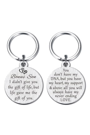 Stepson Gift for Christmas Birthday Valentines, Bonus Son Keychain
