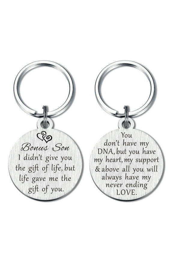 Stepson Gift for Christmas Birthday Valentines, Bonus Son Keychain