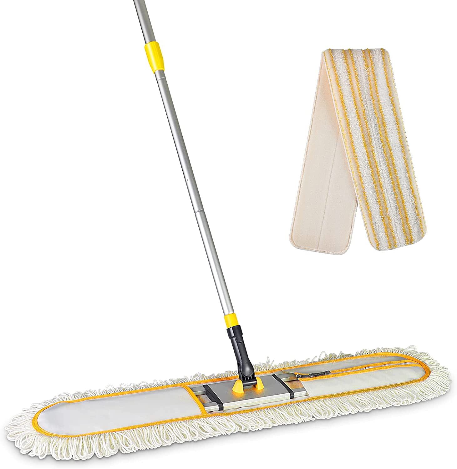 Yocada Sponge Mop Home Commercial Use Tile Floor Bathroom Garage Cleaning  with Squeegee and Extendable Telescopic Long Handle 41-53 Inches Easily Dry  Wringing