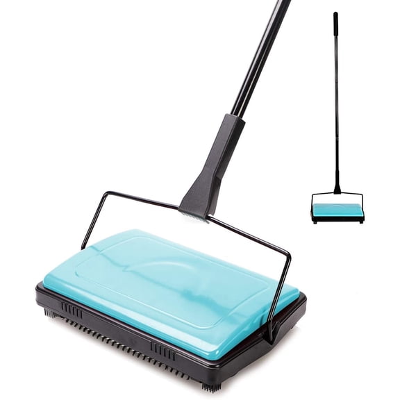 Yocada Carpet Sweeper Cleaner with a Brush for Home Office Carpets Rugs Pet Hair Scraps, Blue
