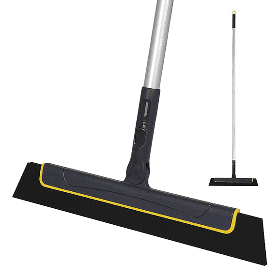 Yocada Floor Squeegee Broom with 51" Adjustable Iron Pole for Bathroom Shower Glass Tile Floor Black