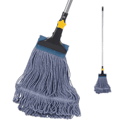Yocada Heavy Duty Cotton Mop Looped-End String Mop Commercial Industrial with Telescopic Iron Pole