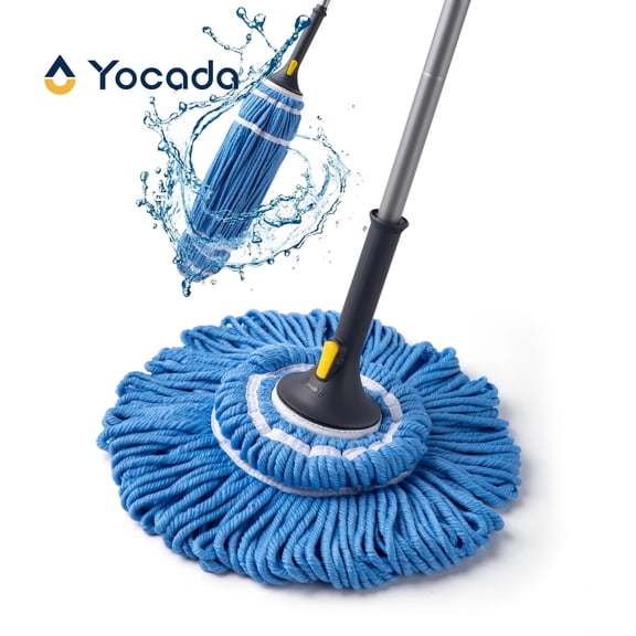 Yocada Twist Mop Easily Wringing with 57" Handle for Household Commercial Total 2 Mop Refills, Blue