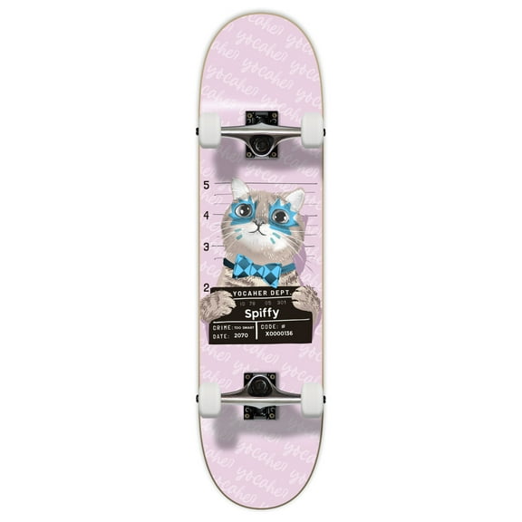 Yocaher Assembled Skateboard 31" x 7.75" Pro Canadian Maple Skate Deck, Premium Grip Tape, ABEC-9 Bearing, 54mm skateboards wheels for all level tricks (Rockstar Kitty Cat - Pink Spiffy)