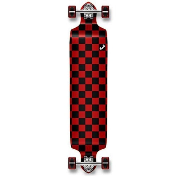 Yocaher Checker graphic Professional Speed Drop Down Stained Complete Longboard (Checker Red)