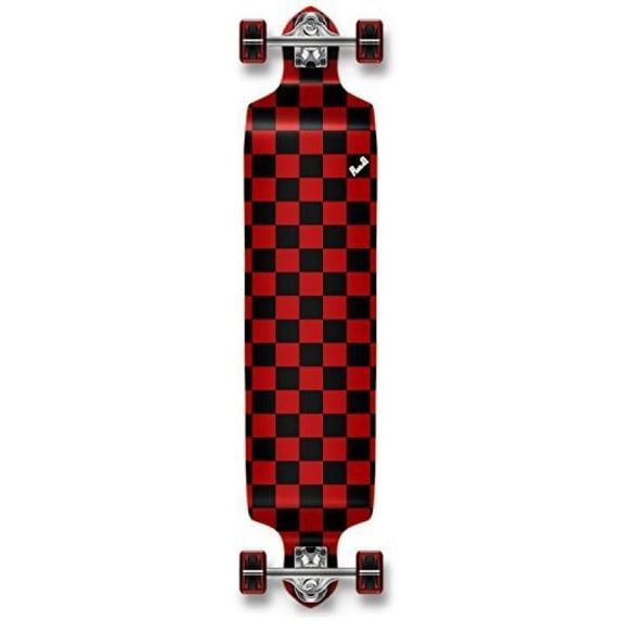 Yocaher Checker graphic Professional Speed Drop Down Stained Complete Longboard (Checker Red)