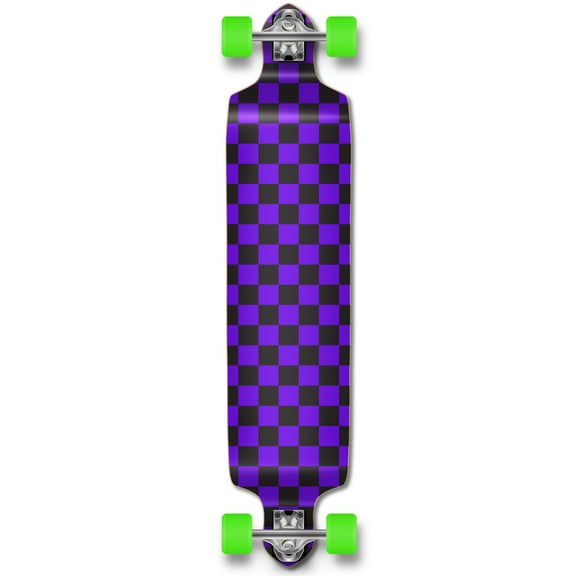 Yocaher Drop Down Longboard Complete Cruiser 41.25" x 10" w/Premium Grip Tape, Aluminum Alloy Truck, 71mm Longboard Wheels, and ABEC -9 Bearings - Checker Purple