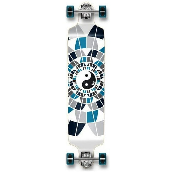 Yocaher Drop Down Longboard complete Cruiser 41.25" x 10" w/Premium Black grip tape, heavy duty Aluminum Alloy truck, 71mm longboard Wheels, and ABEC -9 Bearings - Ying Yang