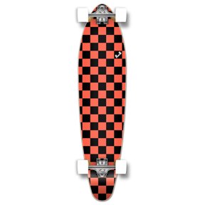 Yocaher Kicktail Longboard Complete - Checker Orange