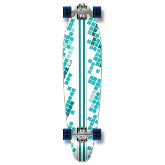 Yocaher Kicktail White Digital Wave Longboard Complete