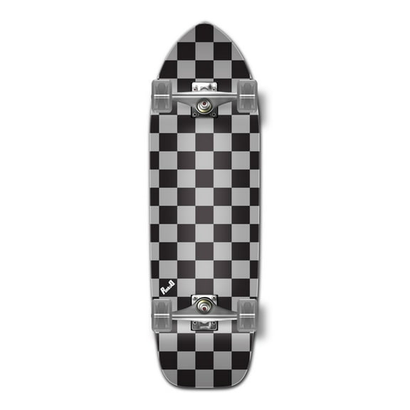 Yocaher Old School Longboard Complete - Checker Silver
