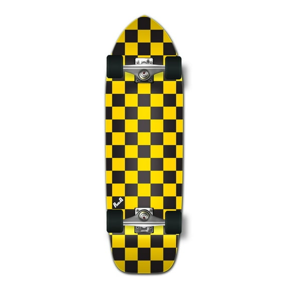 Yocaher Old School Longboard Complete - Checker Yellow