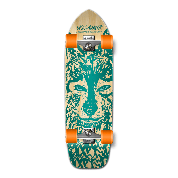 Yocaher Old School Longboard Complete - Spirit Animal Series - Wolf