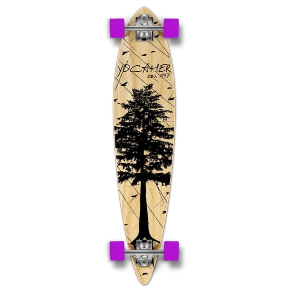 Yocaher Pintail Complete Longboard With ABEC-9 - In the Pines : Natural
