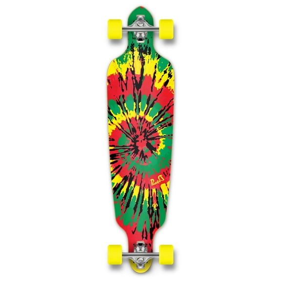 Yocaher Punked Drop Through Tiedye Rasta Longboard Complete