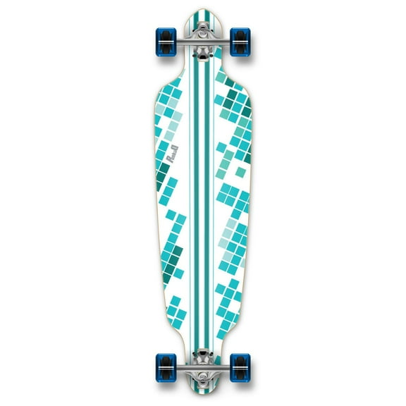 Yocaher Punked Drop Through White Digital Wave Longboard Complete