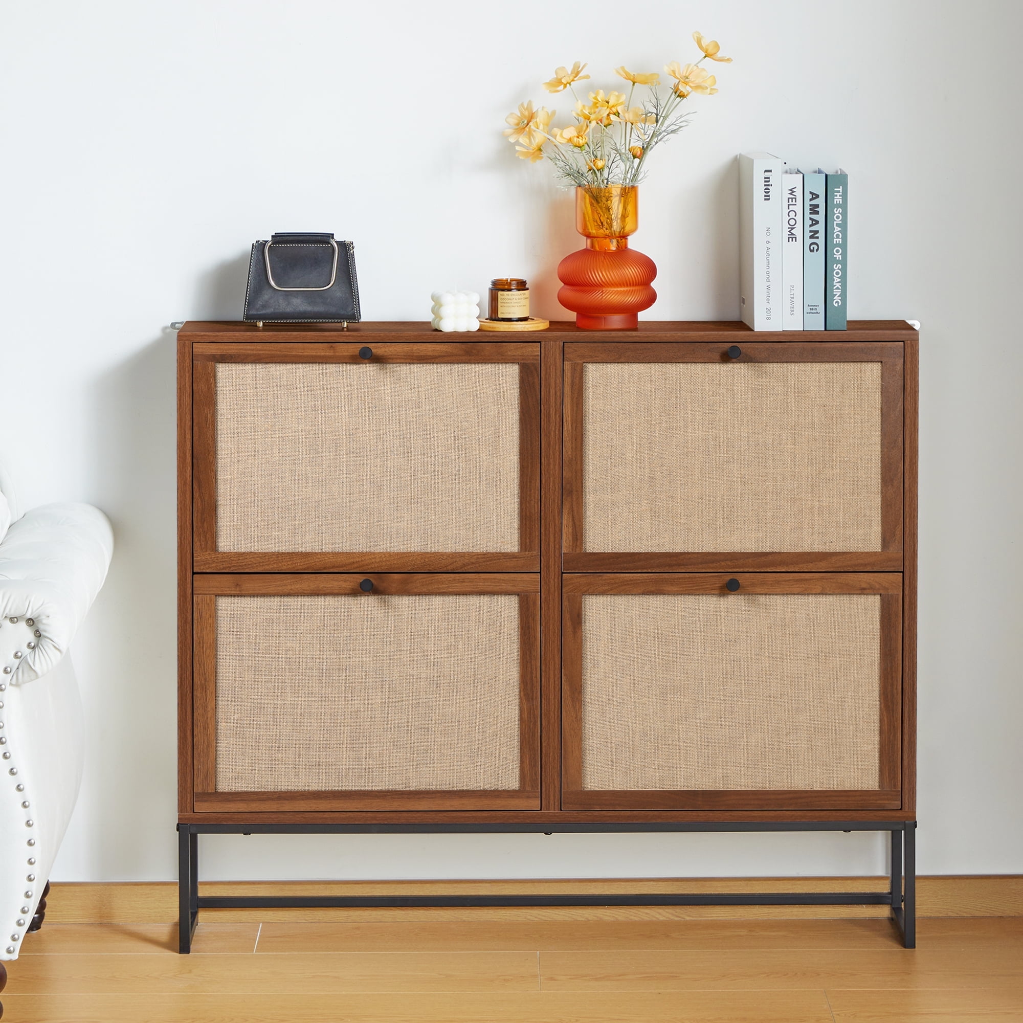Nathan james enloe white frame brown rustic doors online gold base free standing modern storage cabinet for entryway