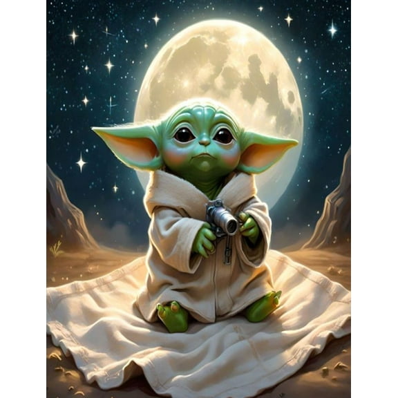 Yoda Baby Diamond Art Painting Kits - Full Drill Diamond Dots Paintings for Beginners, Round 5D Paint with Diamonds Pictures Gem DIY Adult Crafts 12x16inch