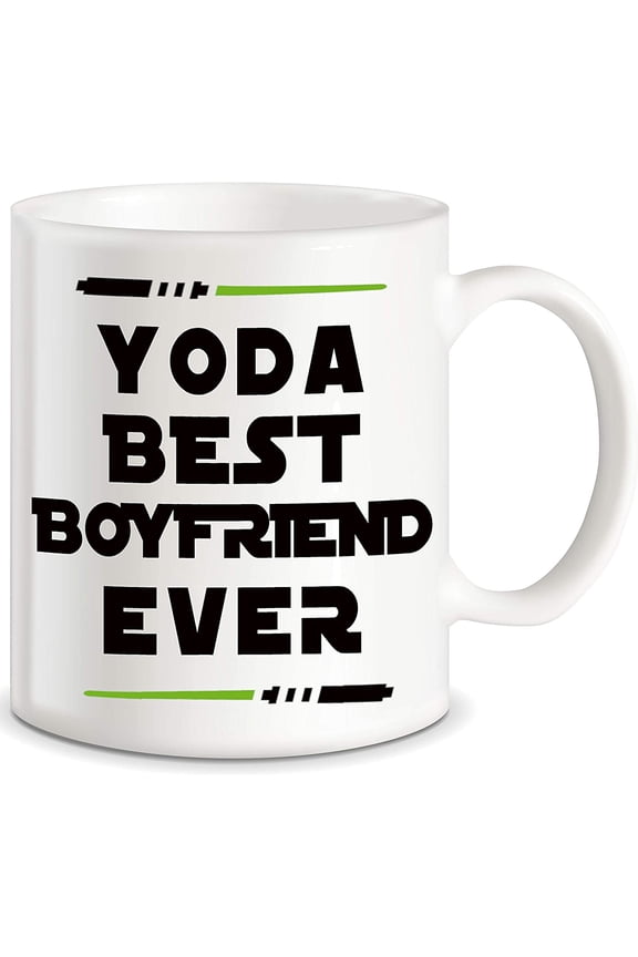 Yoda Best Boyfriend Ever Funny Boyfriend Coffee Mug Gag Gifts for Partner Lover BF Men Unique Couples Dating Valentines Anniversary Christmas Birthday Gift Idea For Him From Girlfriend