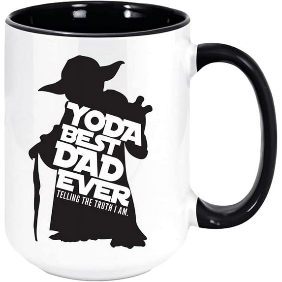 Yoda Best Dad Ever Coffee Mug - Funny Unique Gift Mugs for Him, Father, or Man, Sarcastic Holiday Gifts for Any Occasion That Will Be Loved for Christmas, Fathers Day, Birthday, etc. (Black, 11oz)