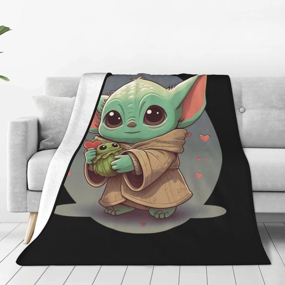 Yoda Cartoon Boys Girls Blanket Super Soft Cozy Warm Plush Throw Blanket, Lightweight Fuzzy Flannel Blankets for Couch Sofa Bed Travel and Camping Gifts 40"x30"