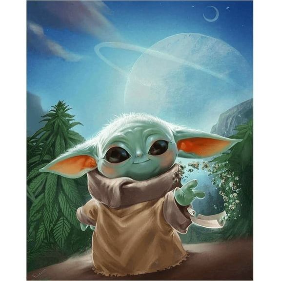 Yoda Elder Yoda Baby DIY 5D Diamond Digital Painting Kit Crystal Rhinestone Embroidery Cross-stitch artwork Crafts Canvas wall decoration Birthday gift 12 X 16 inches
