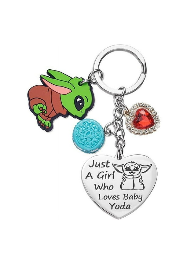 Yoda Family Gifts Cute Keychains Friendship Gift Stuff Ornament Heart Keychain Birthday Present Women Men Girls Boys Son Daughter