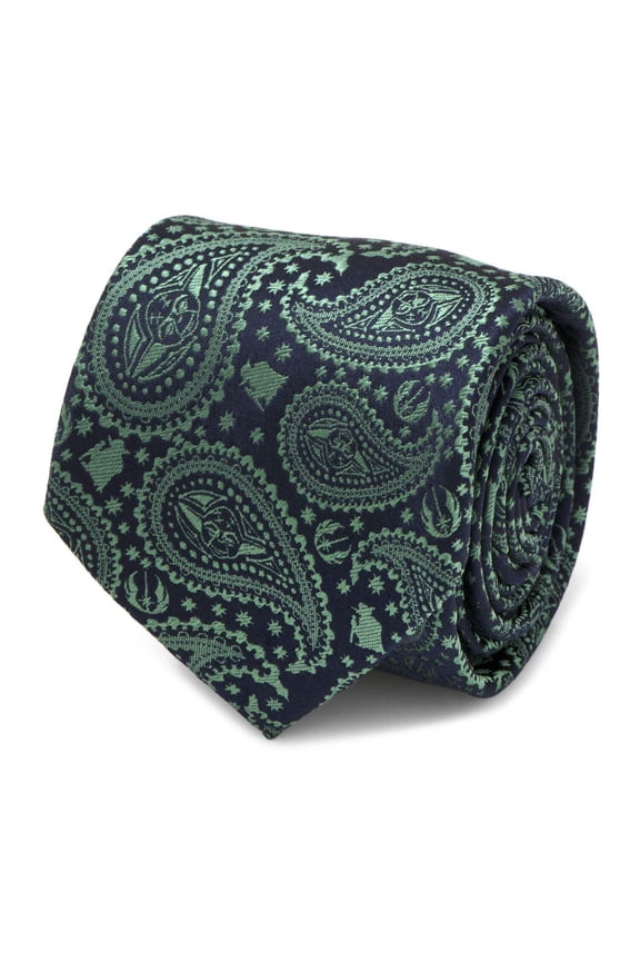 Yoda Green and Blue Paisley Silk Men's Tie