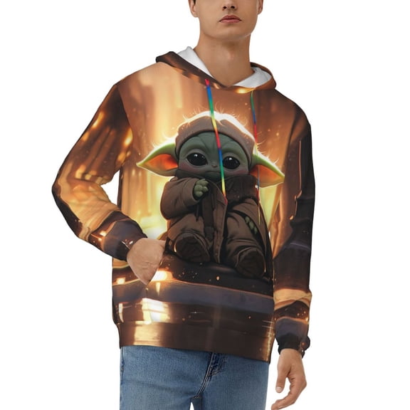 Yoda Men's Hoodie Novelty Pattern Long Sleeve Unisex Pullover Hoodies Casual Hooded Sweatshirt with Pocket