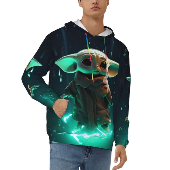 Yoda Men's Hoodie Novelty Pattern Long Sleeve Unisex Pullover Hoodies Casual Hooded Sweatshirt with Pocket