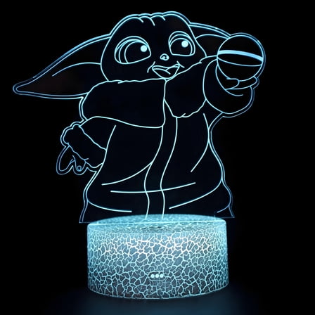 Yoda Night Light,16 Color Night Light,3D LED Lamp with Smart Remote Control,Boy Gifts for Room Decoration,Christmas Holiday Gifts