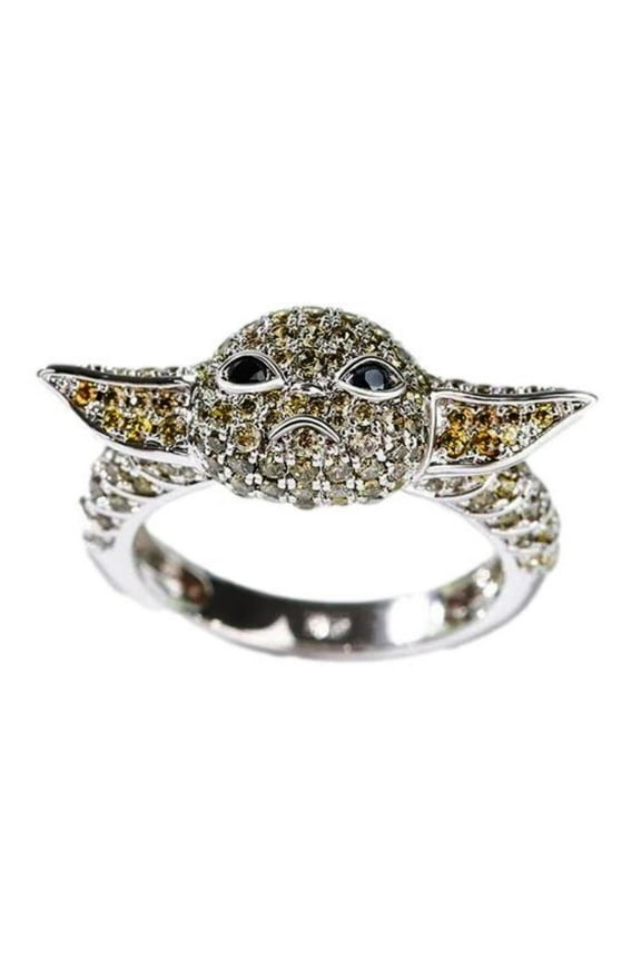 Yoda Rhinestone Stainless Steel Band Ring Size 8