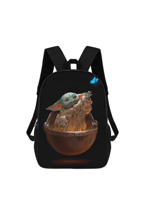 Yoda Backpack, Adjustable Shoulder Straps School Bookbag, Lightweight Durable Travel Back Pack 17 Inches