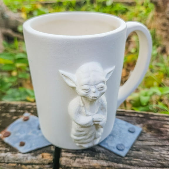 Yoda Star Wars Cup 3.8" STOCK Ceramic Bisque Ready To Paint Pottery