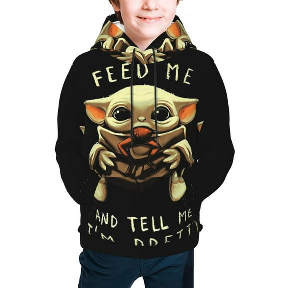 Yoda Youth Cartoon Hoodie Fashion Long Sleeve Kids Pullover Coat Casual Hoody Hooded Sweatshirts for Boys Girls