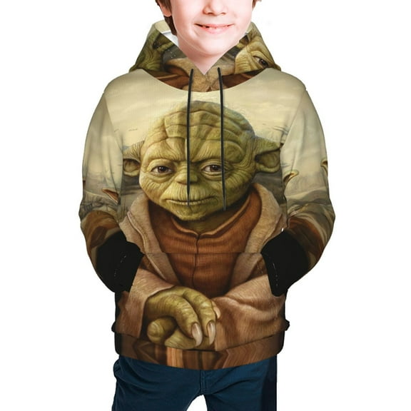 Yoda Youth Cartoon Hoodie Fashion Long Sleeve Kids Pullover Coat Casual Hoody Hooded Sweatshirts for Boys Girls