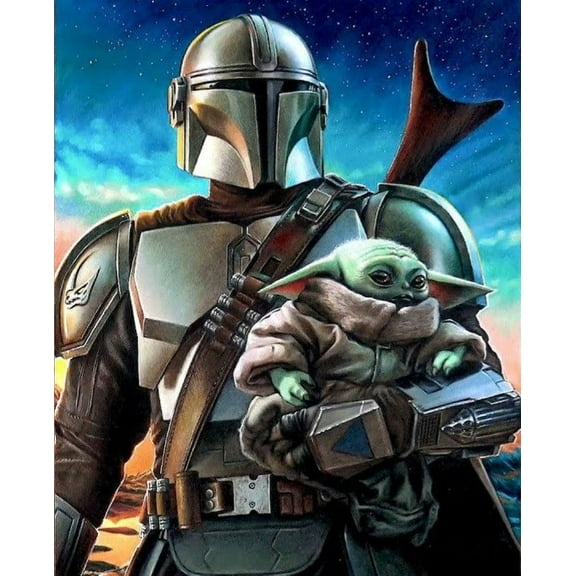 YodaBaby Diamond Art Painting Kits for Adults, Mandalorian Diamond Painting Full Round Drill Art and Crafts for Decor (12 x 16 Inches)