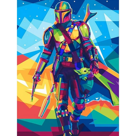 YodaBaby Diamond Painting Kits, Mandalorian 5D Diamond Dot Art Full Drill Gem Art Craft Painting for Adult, Home Decor (12 x 16 Inches)