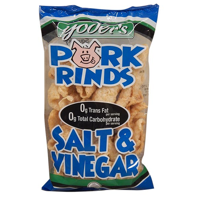 Yoder's Salt and Vinegar Pork Rinds (Chicharrones), 12Pack 3.5 oz