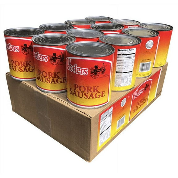 Yoders 12 Can Box Canned Pork Sausage, 28 Ounces Each