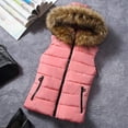 thumbnail image 1 of LoyisViDion Coat Women Short Outerwear Cotton-Padded Jackets Pocket Faux Hooded Vest Coats Pink 8(L), 1 of 9