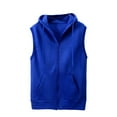thumbnail image 1 of LoyisViDion Men Sleeveless Solid Hooded Waistcoat Slim Jacket Blouse Tops Shirt Blue XL, 1 of 6