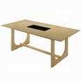 thumbnail image 1 of Yodo Rectangular Dining Table, U Sled Base, Natural Brown Wood 71 Inch, 1 of 3