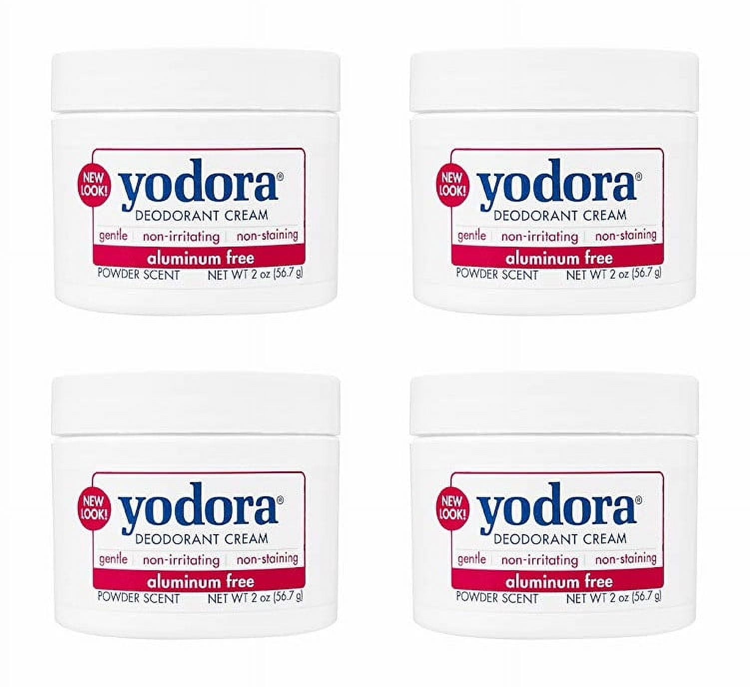 Yodora Deodorant Cream Non-Irritating, 2 oz, Pack of 4