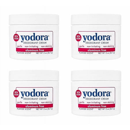 Yodora Deodorant Cream Non-Irritating, 2 oz, Pack of 4
