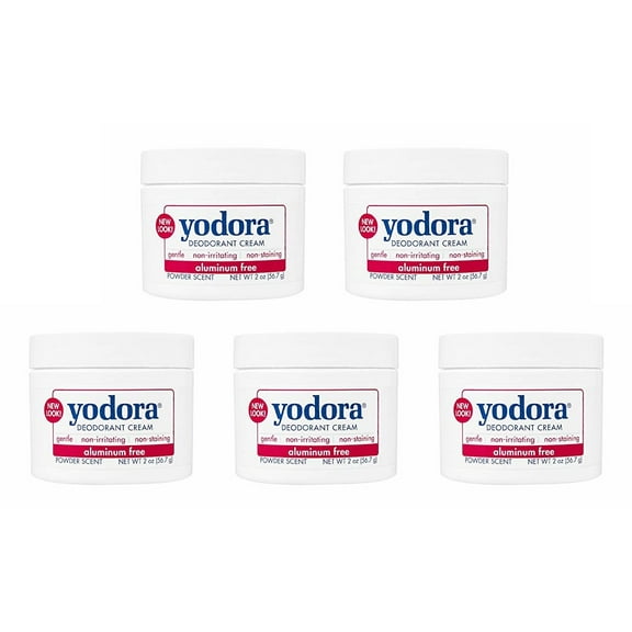 Yodora Deodorant Cream Non-Irritating, 2 oz, Pack of 5