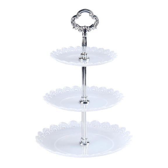 YoeXGDS 1 PC 3 Tier Cupcake Stand Round Shaped 3 Tiered Serving Trays for Party Plastic Tray Dessert Cupcake Stand for Tea Party Wedding, Cake Stand Display Tower 13inch